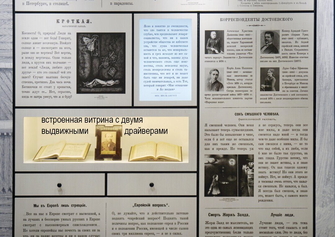 Музейное оборудование для литературной экспозиции: Достоевский .Жизнь и творчество.